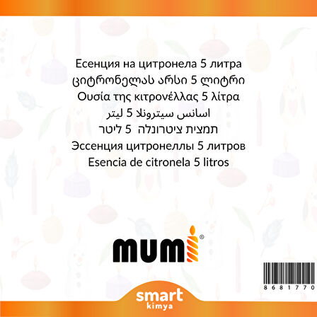 Sitronella Sivrisinek Kovucu Mum Esansı 5 litre