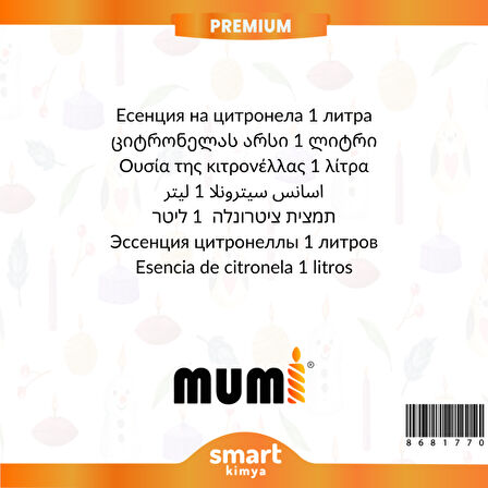 Premium Sitronella Sivrisinek Kovucu Mum Esansı 1 litre