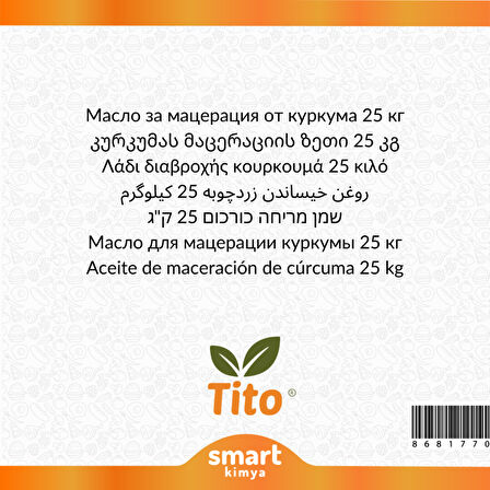 Zerdeçal Maserasyon Yağı Curcuma longa 25 kg