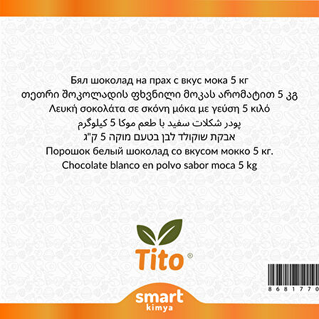 Toz Beyaz Çikolatalı Mocha Aroması 5 kg