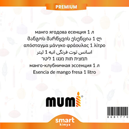 Premium Mango Çilek Mum Esansı 1 litre