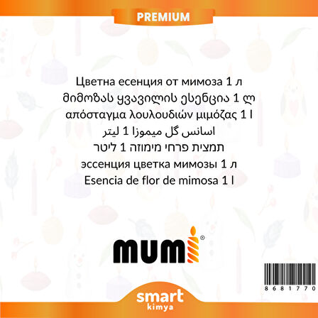 Premium Mimoza Çiçeği Mum Esansı 1 litre