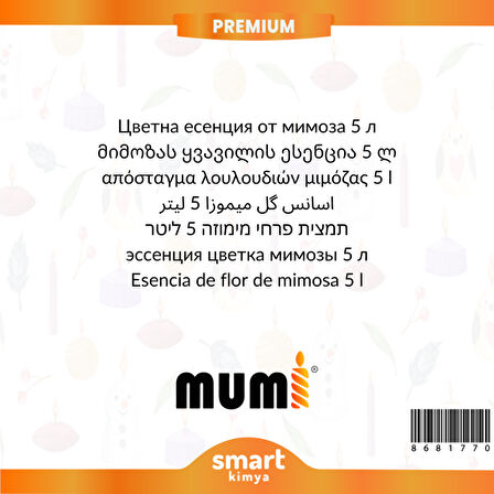 Premium Mimoza Çiçeği Mum Esansı 5 litre