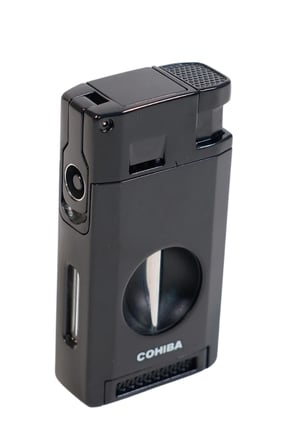 Cohiba Çift Torch Pürmüz Kesici & Delici Siyah Metal Puro Çakmağı - TR9549
