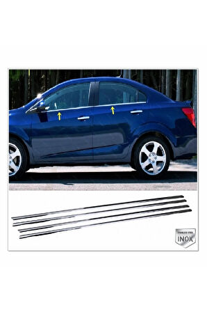 Chevrolet Aveo Sedan Krom Cam Çıtası 4 Parça P.çelik 2011 Üzeri Uyumlu