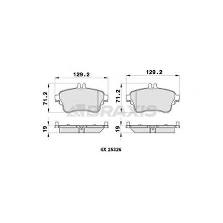 Mercedes Fren Balatası On W176 12>18 W246 11>18 C117 13>19 - Braxıs Ab0283