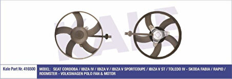 Vag Fan Motoru (96w 325mm) Cordoba İbiza IV İbiza V Toledo IV Fabıa Rapıd - Kale 416500