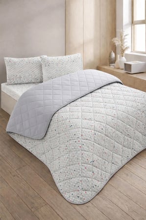 Kapitoneli Tek Kişilik Desenli Pike - Yatak Örtüsü Takımı 160x230 cm - 1 Adet Yastık Kılıflı