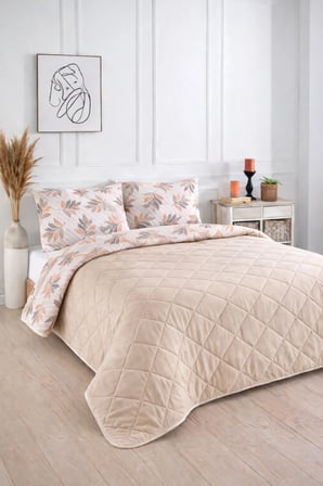 Kapitoneli Tek Kişilik Desenli Pike - Yatak Örtüsü Takımı 160x230 cm - 1 Adet Yastık Kılıflı