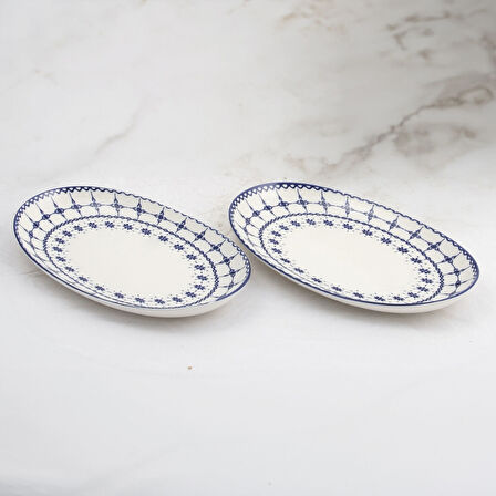 GÜRAL PORSELEN ELIPS 2 PARÇA 25 CM BONE KAYIK TABAK - 1614