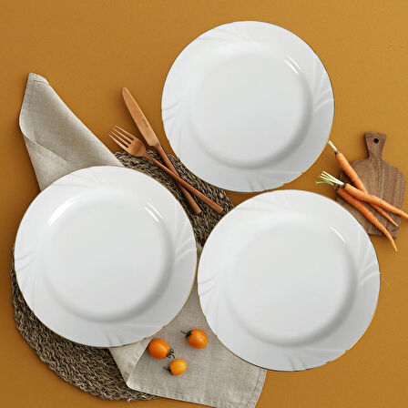 GÜRAL PORSELEN SOPRANO 6 ADET 21 cm PASTA TABAĞI - GOLD