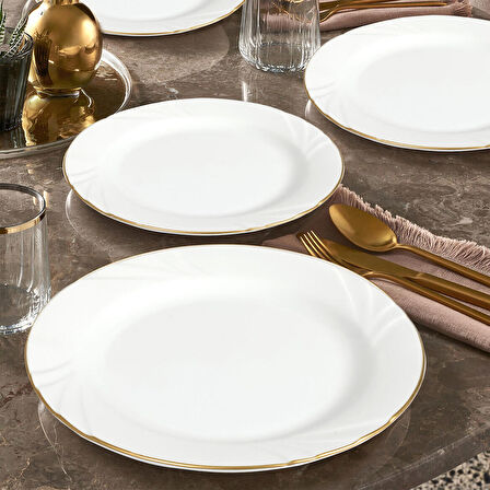 GÜRAL PORSELEN SOPRANO 6 ADET 21 cm PASTA TABAĞI - GOLD