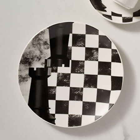 GÜRAL PORSELEN Camelia 3 Parça Çay Takımı Satranç Kale