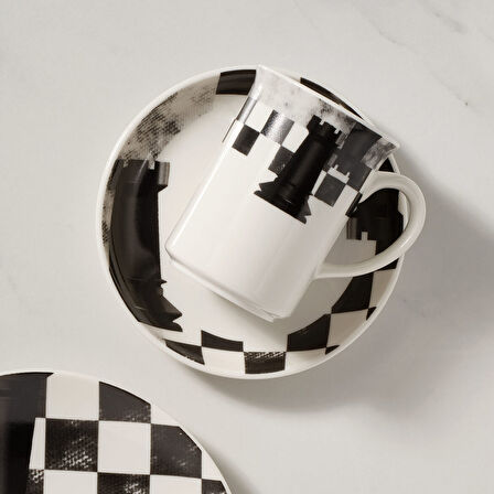 GÜRAL PORSELEN Camelia 3 Parça Çay Takımı Satranç Kale