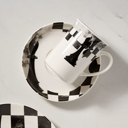 GÜRAL PORSELEN Camelia 3 Parça Çay Takımı Satranç Fil