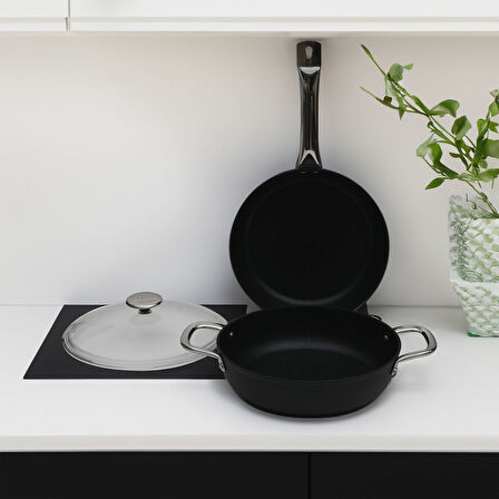 GÜRAL PORSELEN Güral Antoryum 3 Parça Granit Tencere Takımı Siyah