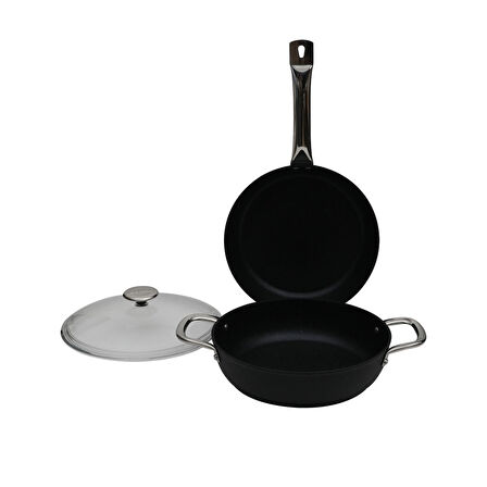 GÜRAL PORSELEN Güral Antoryum 3 Parça Granit Tencere Takımı Siyah