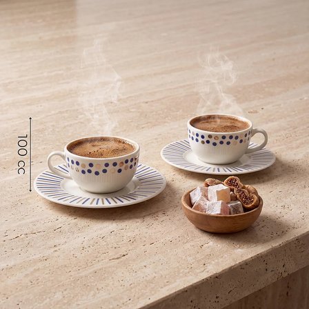 GÜRAL PORSELEN Mania 4 Parça 2 Kişilik Kahve Fincan Takımı 6563