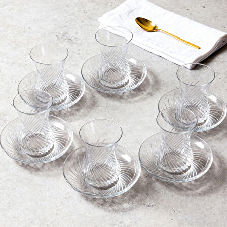 GÜRAL PORSELEN Güral Cam 12 Parça 6 Kişilik  Çay Takımı Mystıc