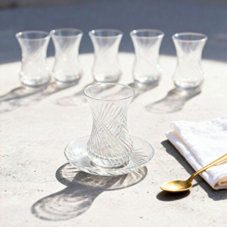 GÜRAL PORSELEN Güral Cam 12 Parça 6 Kişilik  Çay Takımı Mystıc