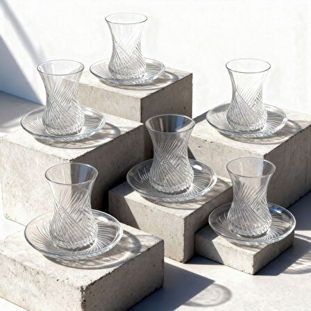 GÜRAL PORSELEN Güral Cam 12 Parça 6 Kişilik  Çay Takımı Mystıc