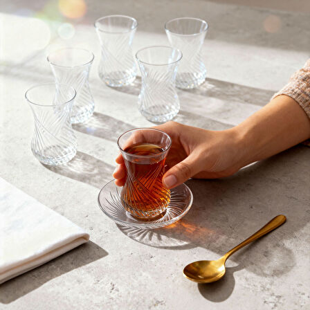 GÜRAL PORSELEN Güral Cam 12 Parça 6 Kişilik  Çay Takımı Mystıc