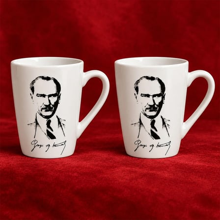 GÜRAL PORSELEN Atatürk Temalı 2li Porselen Mug Bardak Seti