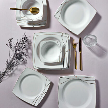 Güral Porselen Caroline 54 Parça 12 Kişilik Yemek Takımı 6729