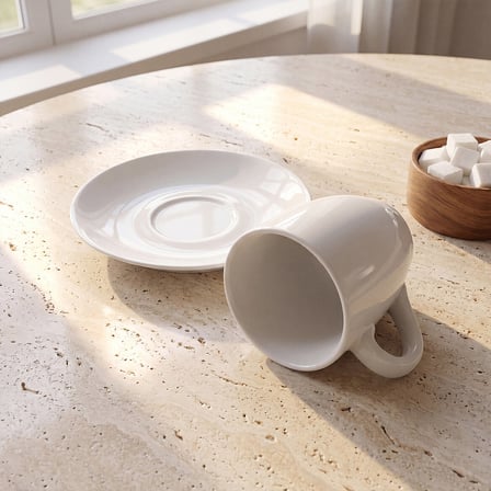 GÜRAL PORSELEN Venedik 2 Parça Tabaklı Mug Bardak