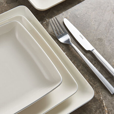 Güral Porselen Kansas 61 Parça 12 Kişilik Yemek Takımı Gümüş File 30