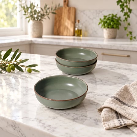 GÜRAL PORSELEN Ece 23 cm Salata Kasesi Mat Yeşil 26y