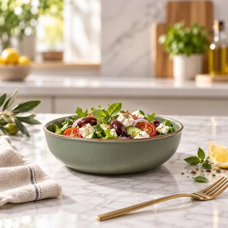 GÜRAL PORSELEN Ece 23 cm Salata Kasesi Mat Yeşil 26y