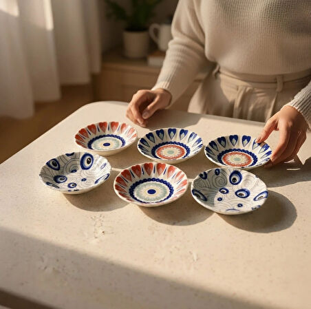 Güral Porselen Acem 6'lı Çay Tabağı Seti Mix 3232