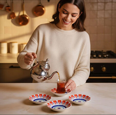 Güral Porselen Acem 6'lı Çay Tabağı Seti Mix 3232