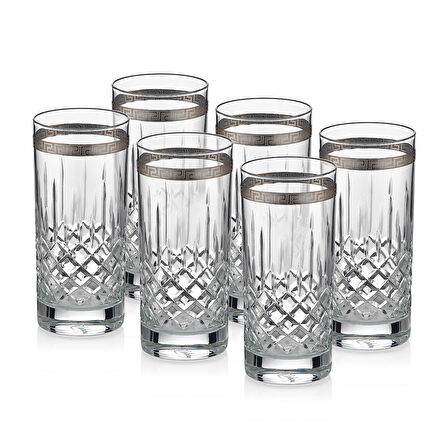 GÜRAL PORSELEN Barok 6 Parça Limonata Bardağı Platin