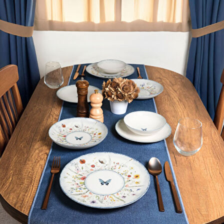 Güral Porselen Flora Blue 16 Parça 4 Kişilik Yemek Takımı 48833