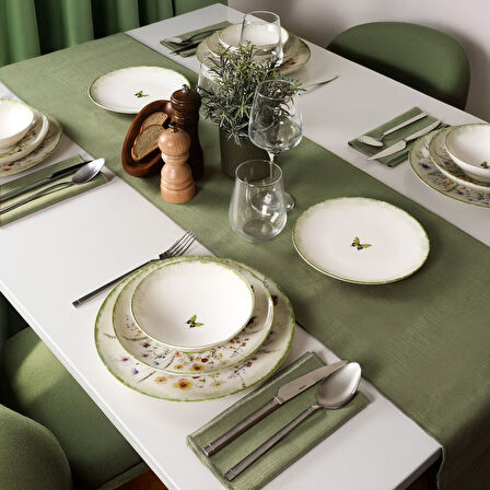 Güral Porselen Flora Green 16 Parça 4 Kişilik Yemek Takımı 4883