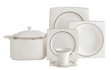 Güral Porselen Caroline 226 85 Parça 12 Kişilik Modern Yuvarlak Bone Porselen Yemek Takımı 