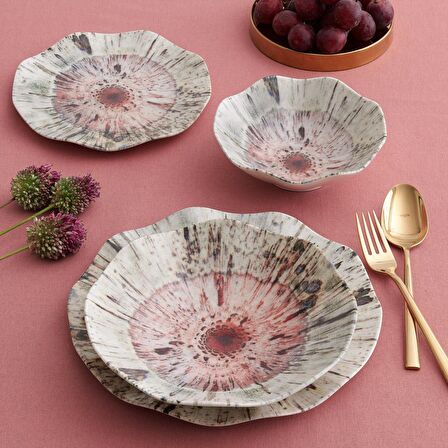 Güral Porselen Nesrin 24 Parça 6 Kişilik Modern Yuvarlak Porselen Yemek Takımı 