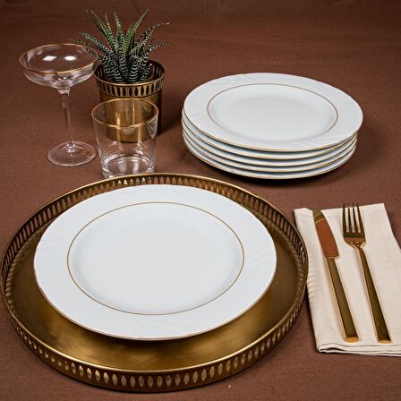 GÜRAL PORSELEN -  SOPRANO 6 ADET 25 cm DÜZ TABAK