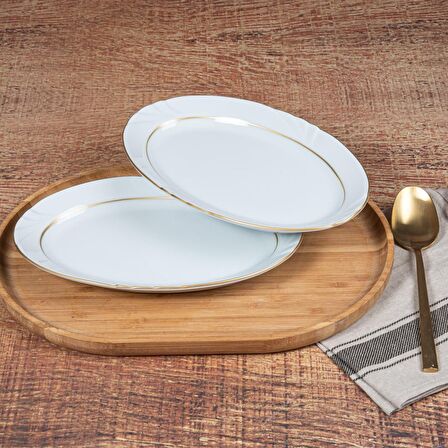 GÜRAL PORSELEN -  SOPRANO 2 ADET 25 cm GOLD KAYIK TABAK