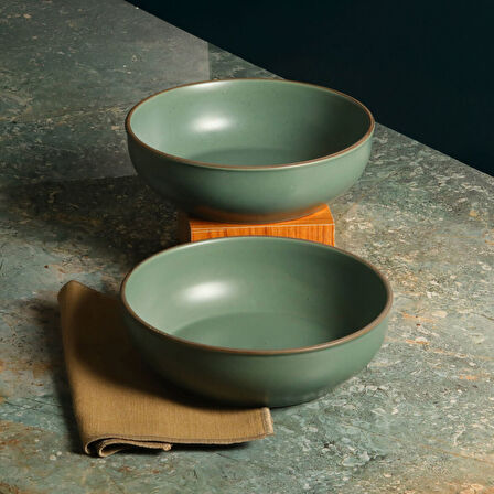 Güral Porselen Ece 2 Adet 18 Cm Kase Seti Valeron Parlak Yeşil 26py