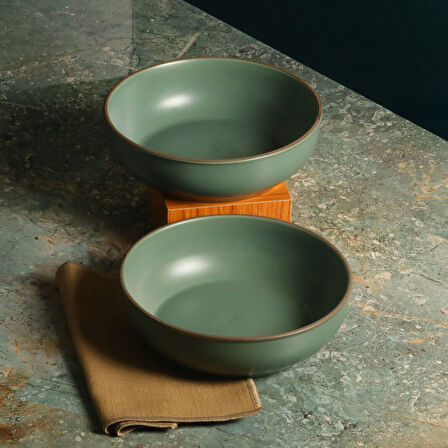 Güral Porselen Ece 2 Adet 18 Cm Kase Seti Valeron Parlak Yeşil 26py