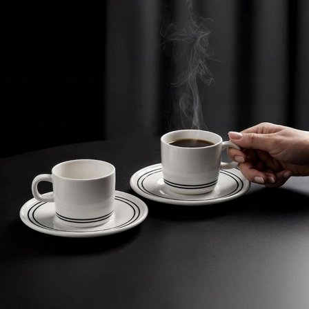 Güral Porselen Mental 4 Parça Çay Fincan Takımı Siyah