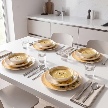 GÜRAL PORSELEN Camelia Lemon  Matt 12 Parça 4 Kişilik Yemek Takımı 5733