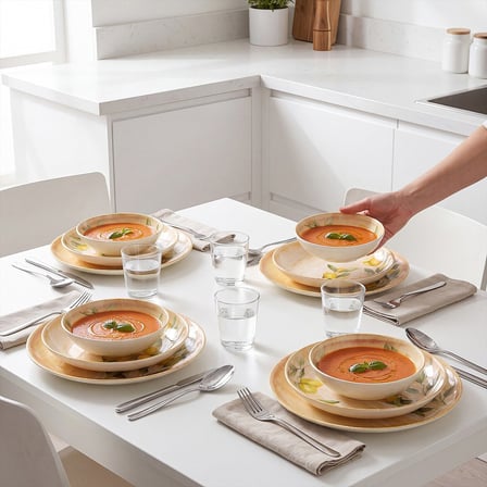 GÜRAL PORSELEN Camelia Lemon  Matt 12 Parça 4 Kişilik Yemek Takımı 5733