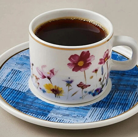 Güral Porselen Mental 4 Parça Çay Fincan Takımı 6709 Mavi