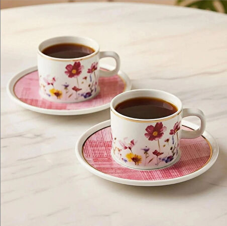 Güral Porselen Mental 4 Parça Çay Fincan Takımı 67092 Pembe