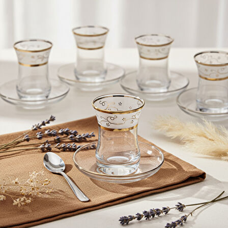 GÜRAL PORSELEN Güral Cam 12 Parça 6 Kişilik  Çay Takımı 9472