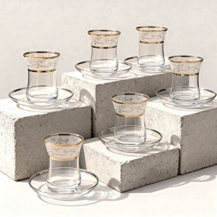 GÜRAL PORSELEN Güral Cam 12 Parça 6 Kişilik  Çay Takımı 9472